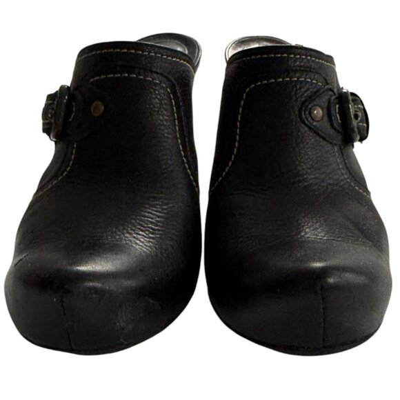 Via Spiga Black Leather Wedge High Heel Mules – Size 6M - Picture 1 of 11